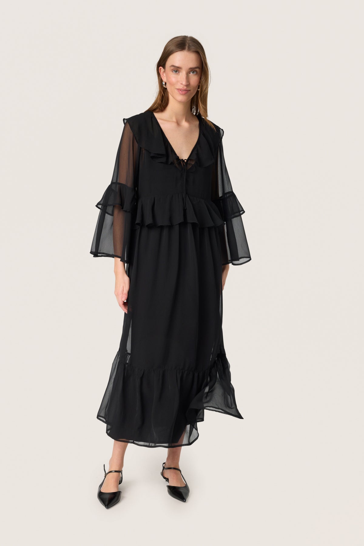 SLJatessan Frill Dress LS Black - 30408670