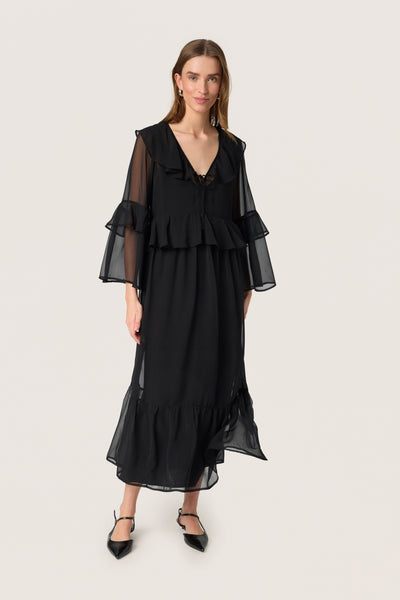 SLJatessan Frill Dress LS Black - 30408670 Thumbnail