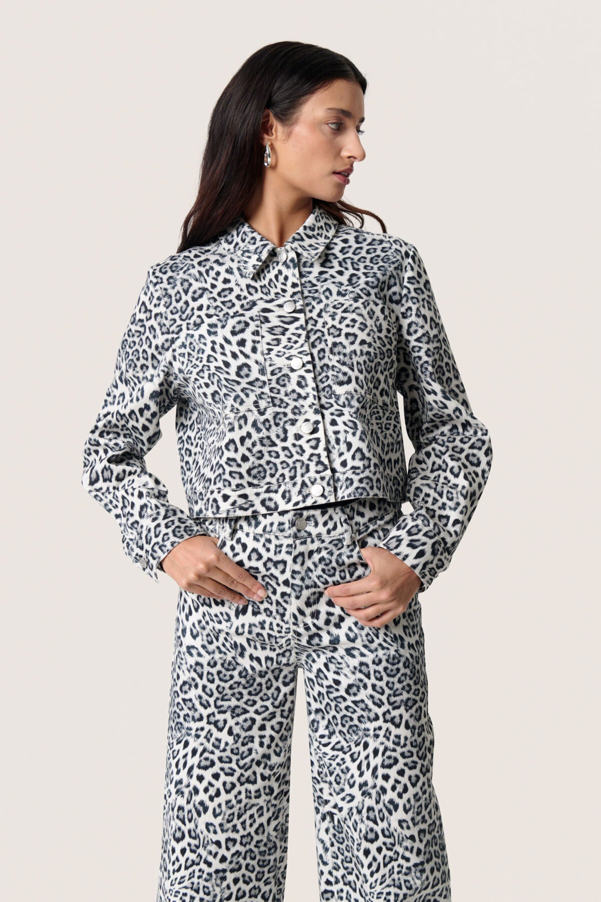 SLSandja Overshirt LS Grey Leopard Patteren - 30408718