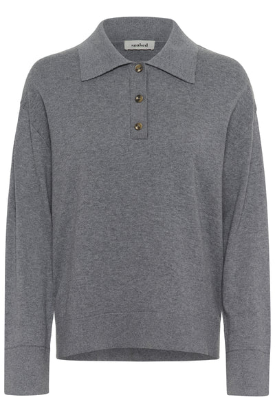 SLSanja Polo Pullover Grey Melange - 30409077 Thumbnail