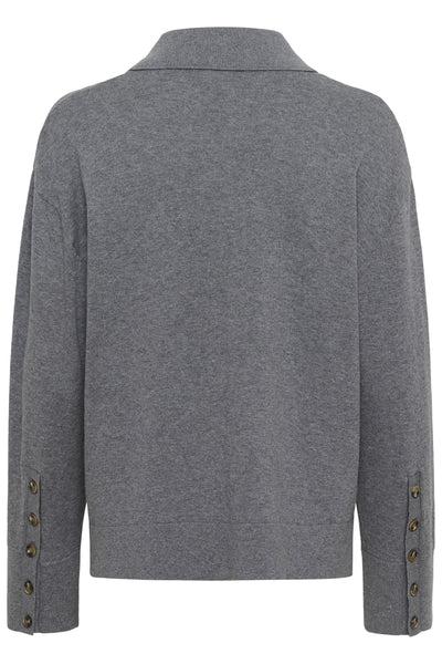 SLSanja Polo Pullover Grey Melange - 30409077 Thumbnail