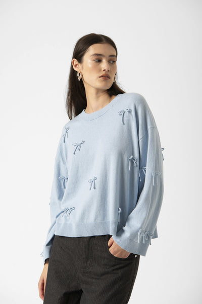SLSanja Bow Pullover LS POWDER BLUE - 30409079 Thumbnail