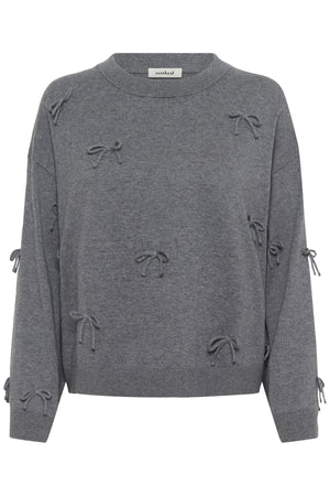 SLSanja Bow Pullover LS Grey Melange - 30409079