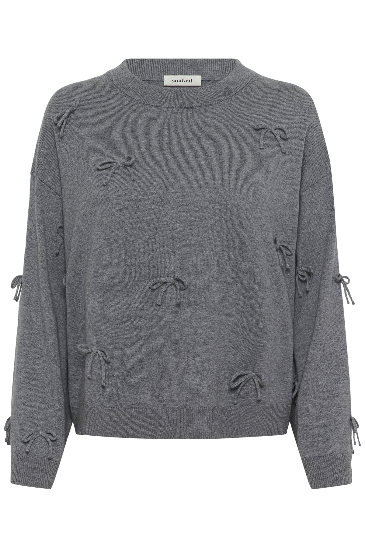 SLSanja Bow Pullover LS Grey Melange - 30409079
