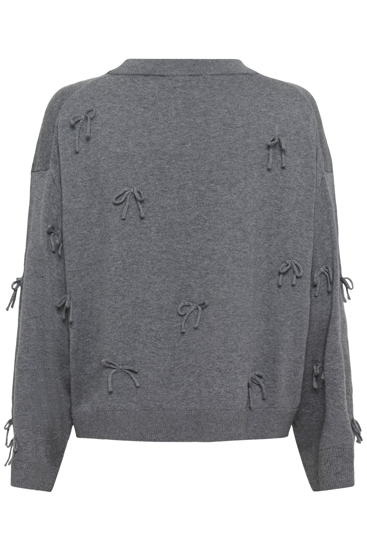 SLSanja Bow Pullover LS Grey Melange - 30409079