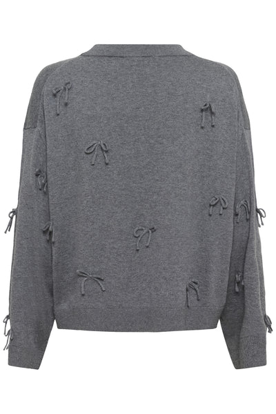 SLSanja Bow Pullover LS Grey Melange - 30409079 Thumbnail