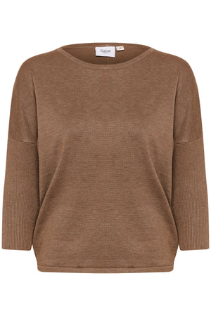 A2561, MilaSZ R-Neck Pullover Shitake Melange