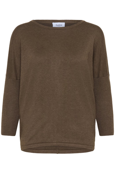 A2561, MilaSZ R-Neck Pullover Fondue Fudge Melange - 30500003 Thumbnail
