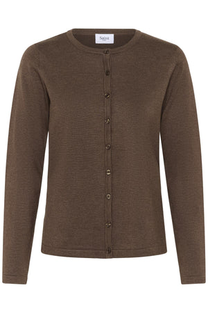 A8661, MilaSZ R-Neck Cardigan Fondue Fudge Melange - 30500005