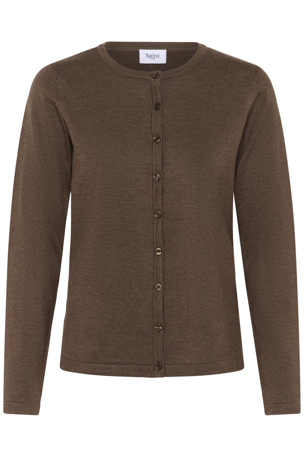 A8661, MilaSZ R-Neck Cardigan Fondue Fudge Melange - 30500005