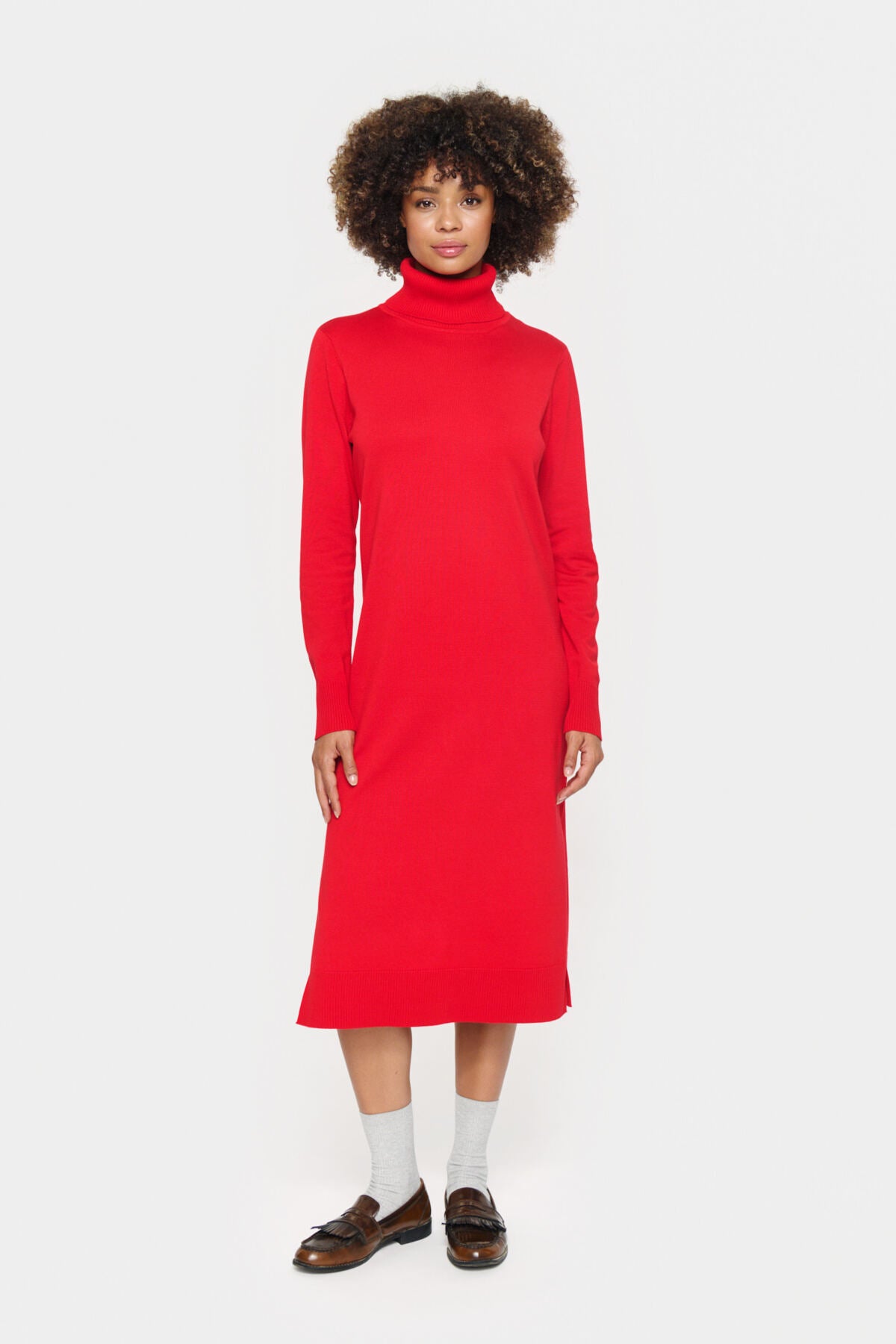 MilaSZ Roll Neck Long Dress Racing Red - 30511420