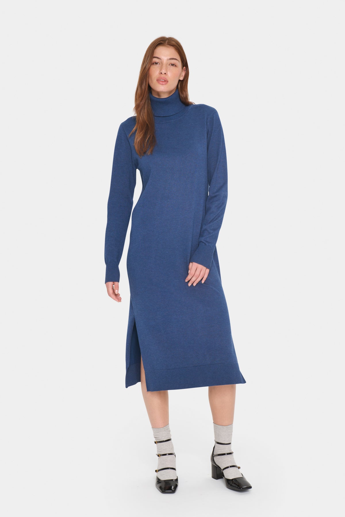 MilaSZ Roll Neck Long Dress Titan Melange - 30511420