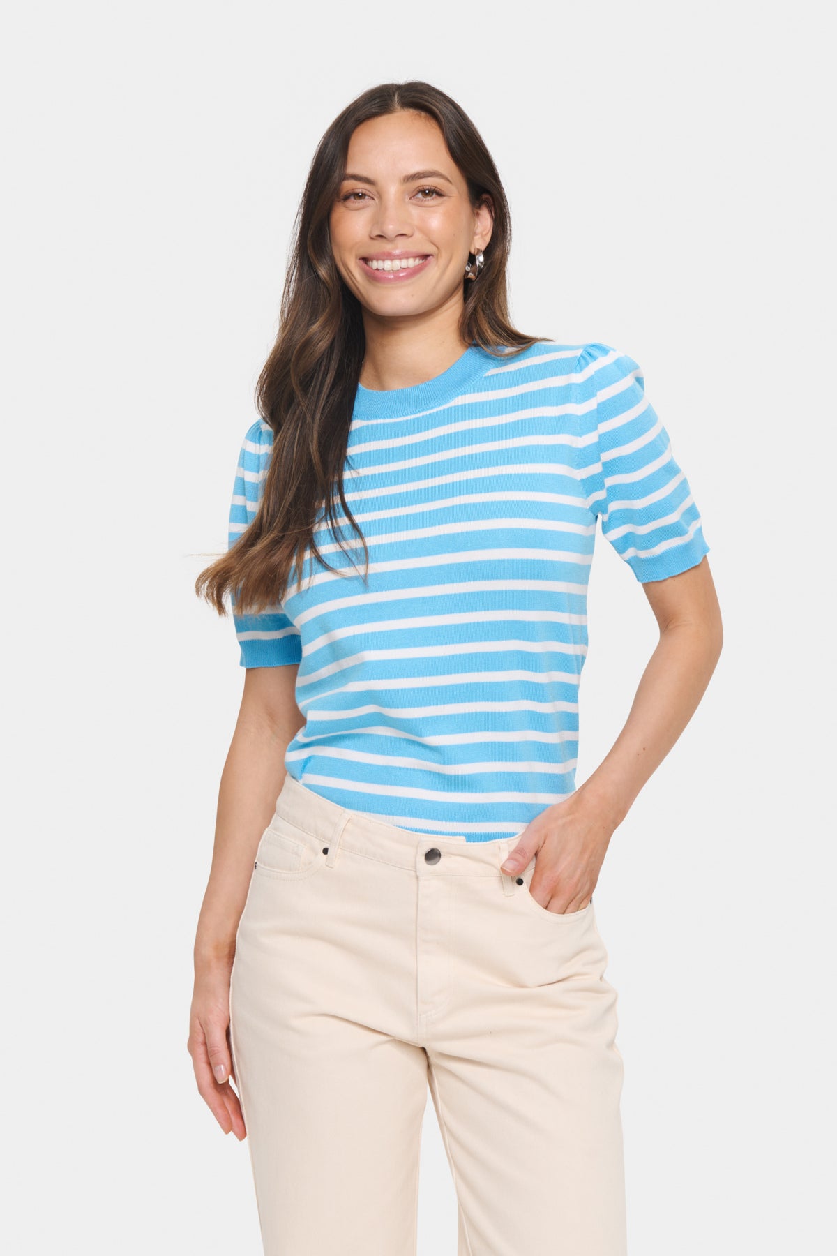 MilaSZ SS Striped Pullover Ethereal Blue Ice Stripe - 30513768