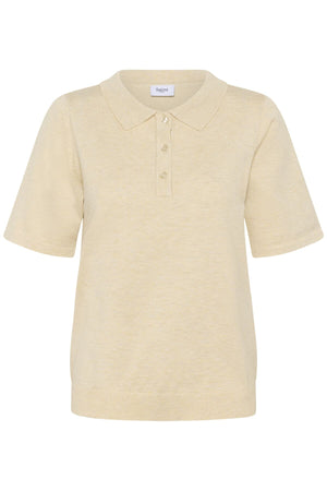 MilaSZ Polo SS Pullover Brown Rice Melange - 30513958