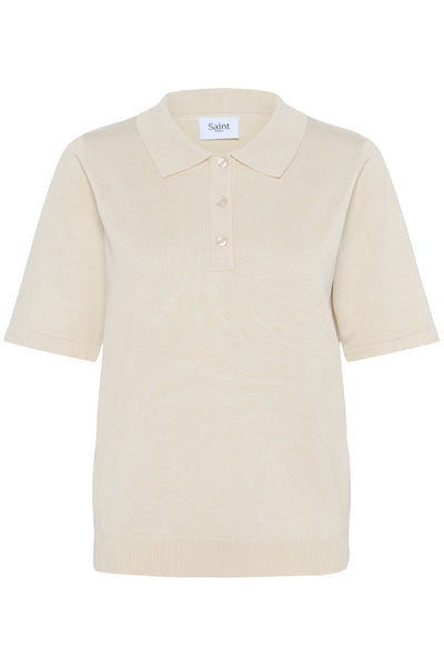 MilaSZ Polo SS Pullover Jojoba Melange - 30513958 Thumbnail