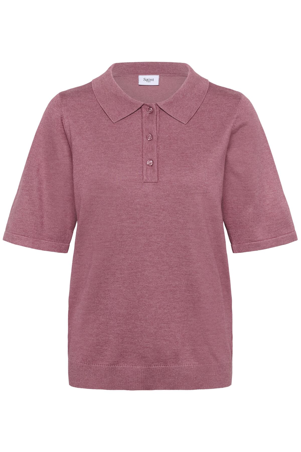 MilaSZ Polo SS Pullover Red Violet Melange - 30513958