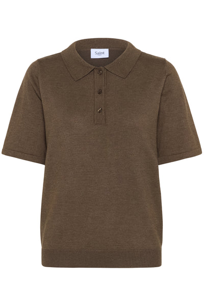 MilaSZ Polo SS Pullover Fondue Fudge Melange - 30513958 Thumbnail