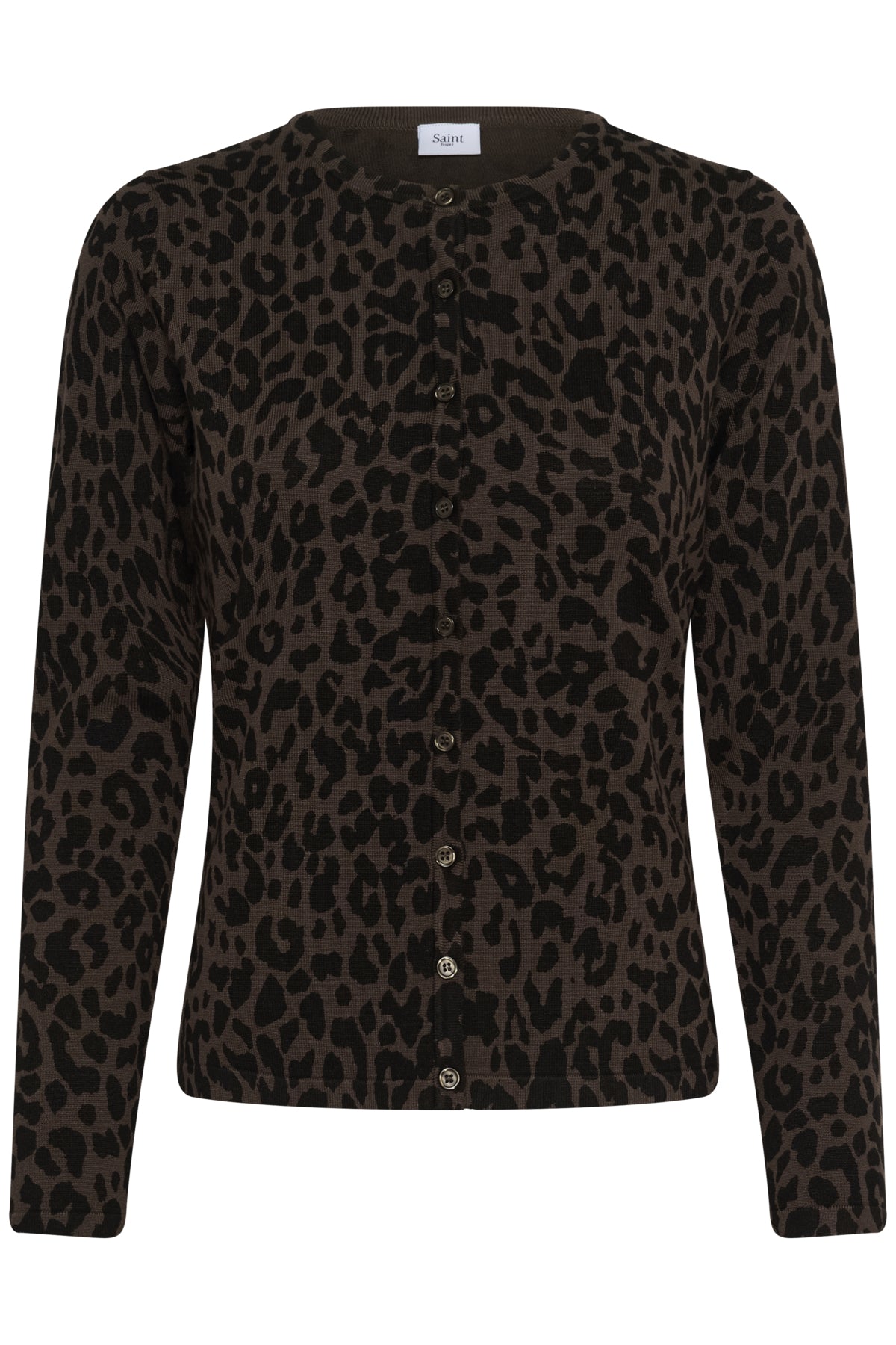 ZhilaSZ R-neck Cardigan Chocolate Brown Leopard - 30513973