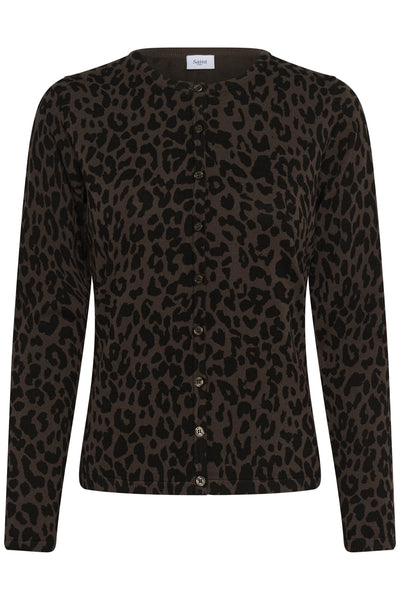 ZhilaSZ R-neck Cardigan Chocolate Brown Leopard - 30513973 Thumbnail