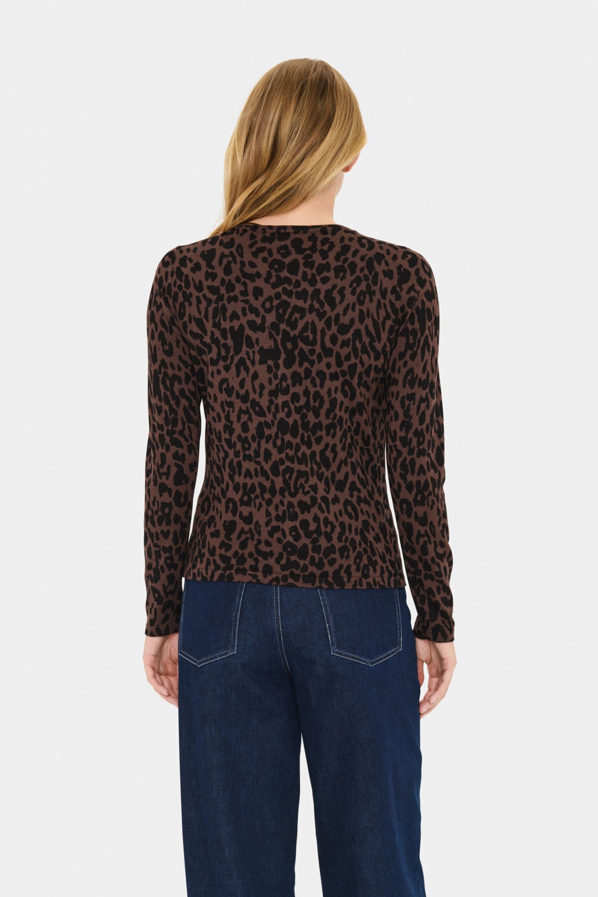 ZhilaSZ R-neck Cardigan Chocolate Brown Leopard - 30513973