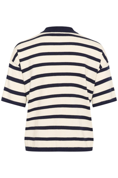 LikamSZ Striped Polo Cardigan Winter White Nightsky Stripe - 30514160 Thumbnail