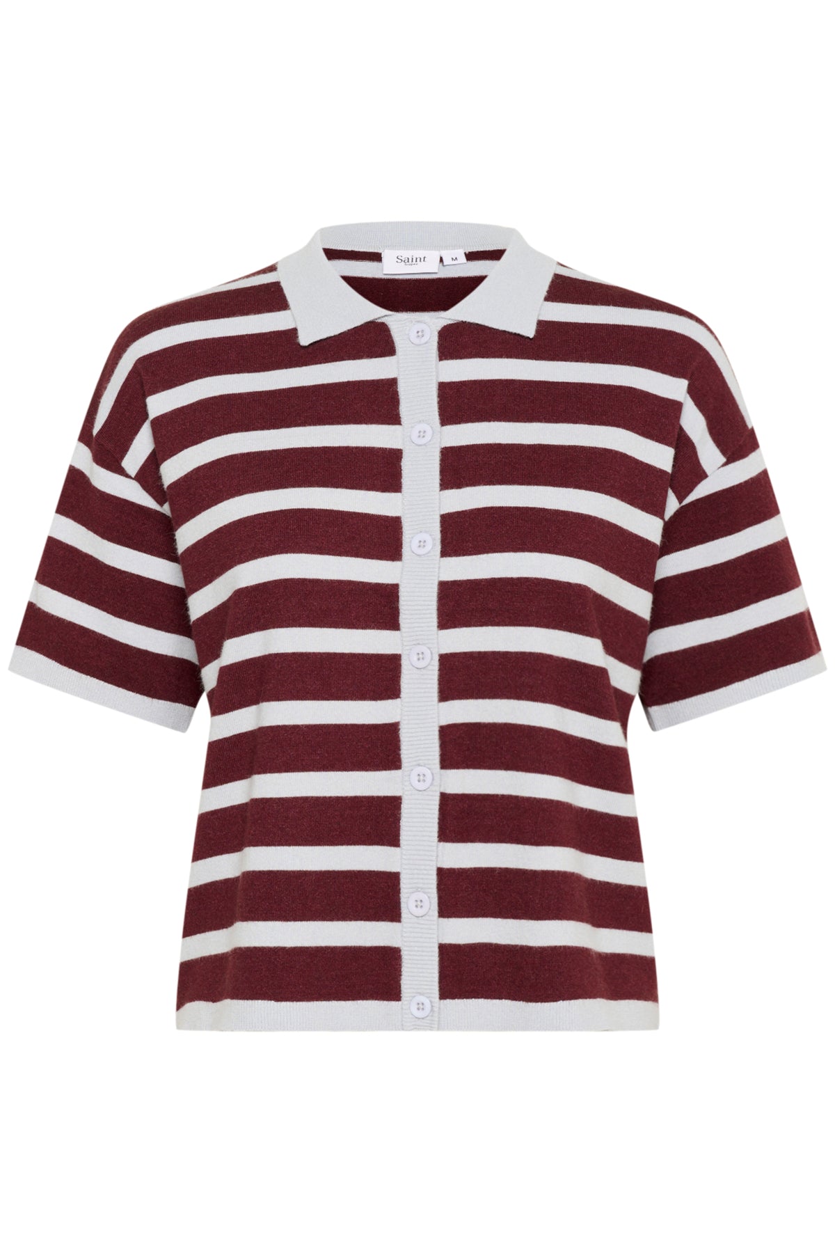 LikamSZ Striped Polo Cardigan Chocolate Gray Dawn Stripe - 30514160