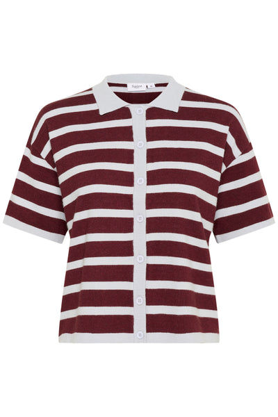 LikamSZ Striped Polo Cardigan Chocolate Gray Dawn Stripe - 30514160 Thumbnail