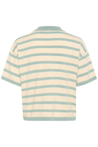 LikamSZ Striped Polo Cardigan Fog Blue Surf Stripe - 30514160 Thumbnail