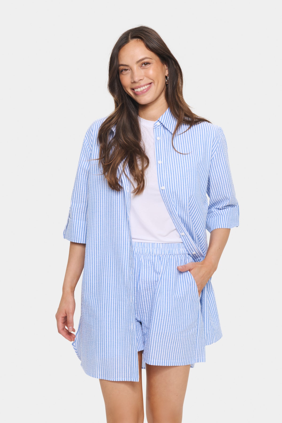 HaddaSZ Tunic Chambray Blue White Stripe - 30514254