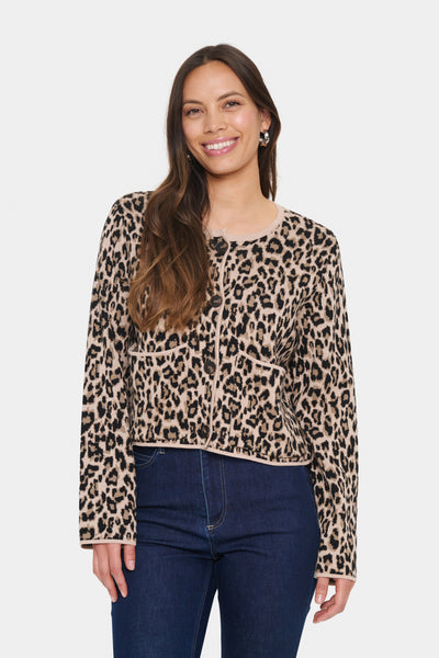 LydiaSZ Cardigan Black Leopard Jacquard - 30514255 Thumbnail