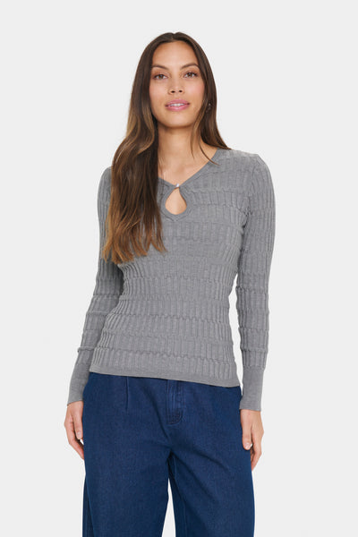 MelgaSZ Pullover Mist Grey Melange - 30514390 Thumbnail