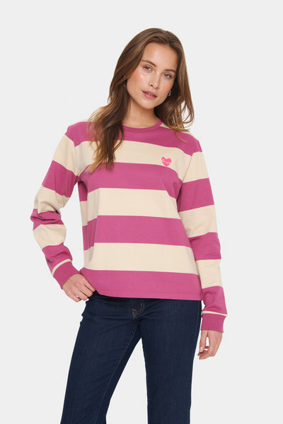 MajsaSZ Sweatshirt Red Violet Beige Block Stripe - 30514451 Thumbnail