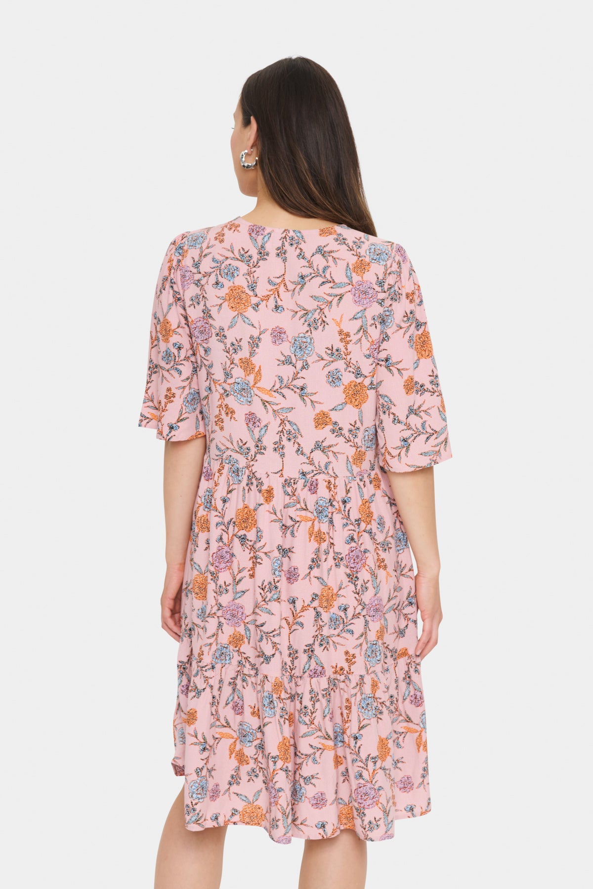 EdaSZ Mid Sleeve Dress Pink Nectar Romantic Flowers - 30514531