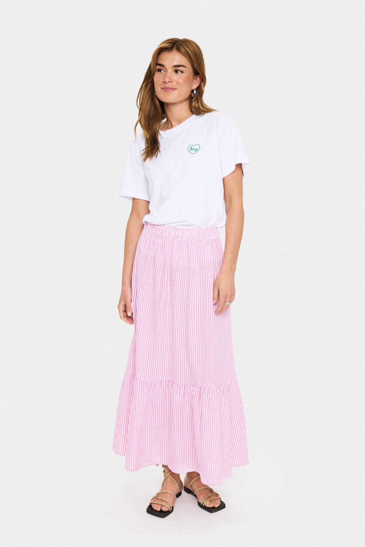 ElmikoSZ Maxi Skirt Fandango Pink White Stripe - 30514533