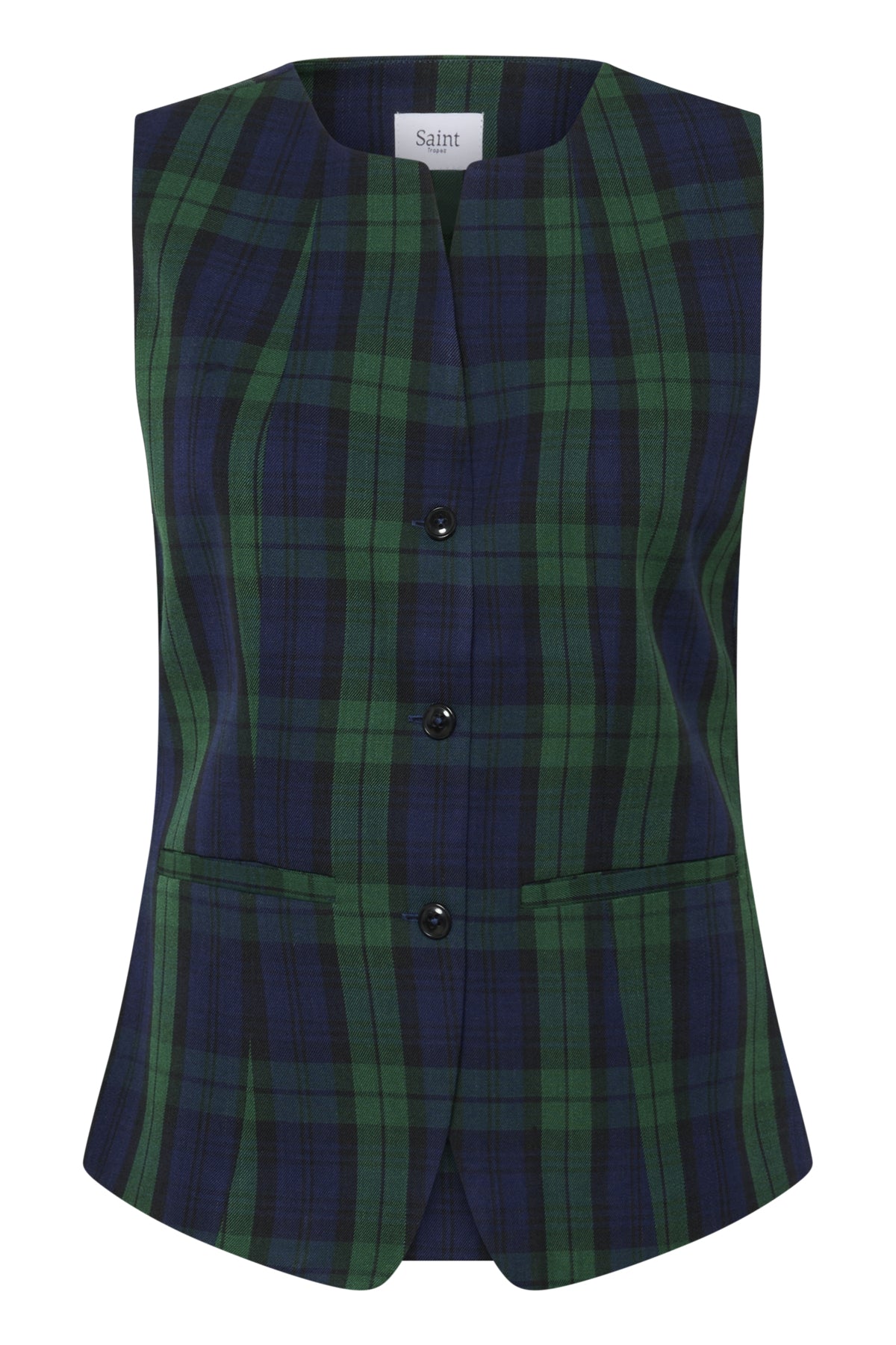 MadonnaSZ Vest Ocean Botanical Plaid - 30514851