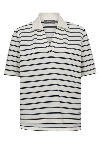 MMMilena SS Stripe Polo Tee Maritime Blue - 172680 Thumbnail