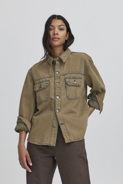 BAPIETRO OZ DENIM SHIRT Petrified Oak - 50405308 Thumbnail