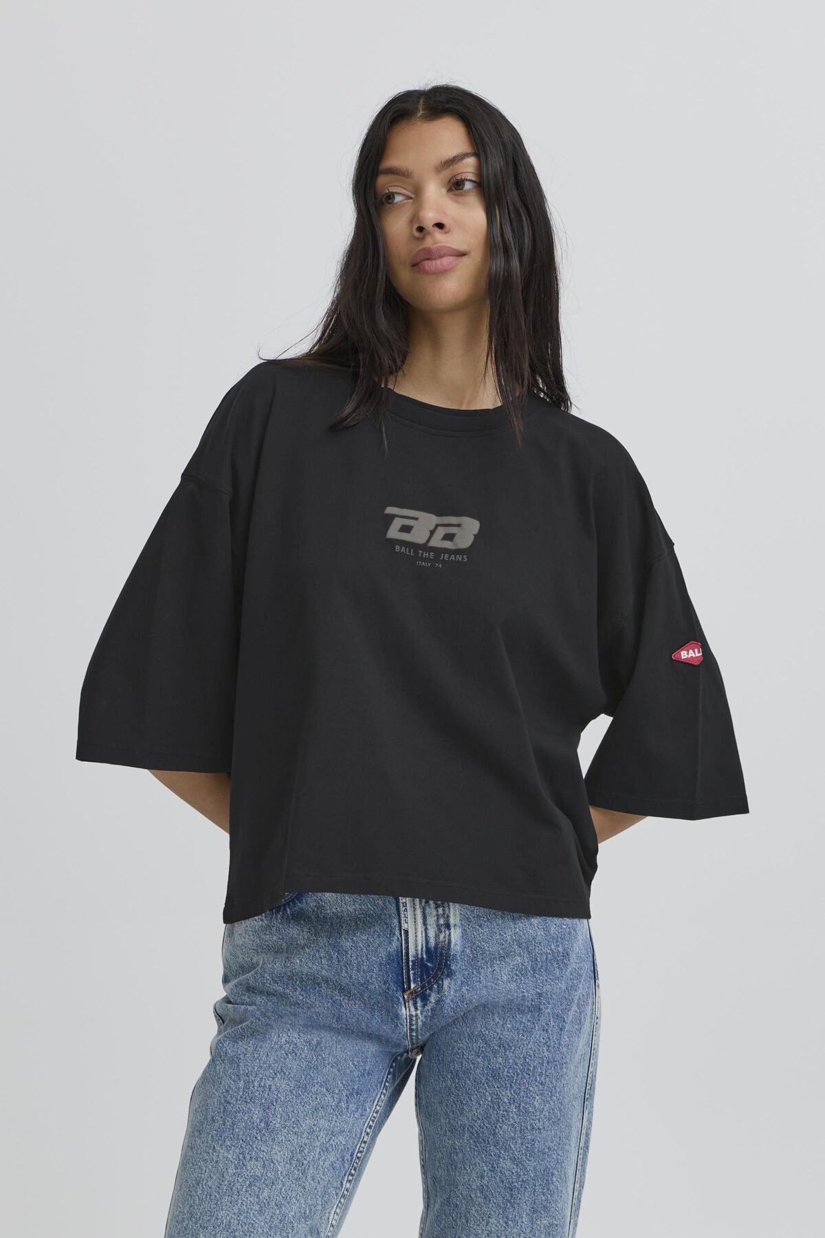 BAVIOLA CROPPED OZ TEE Black - 50405332