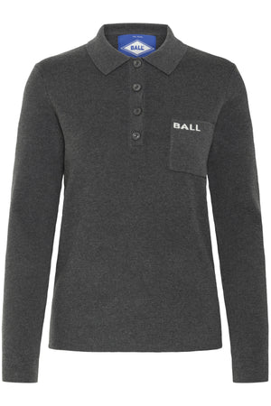 BAMARIETTA KNIT POLO Dark grey melange - 50405347