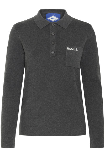 BAMARIETTA KNIT POLO Dark grey melange - 50405347 Thumbnail