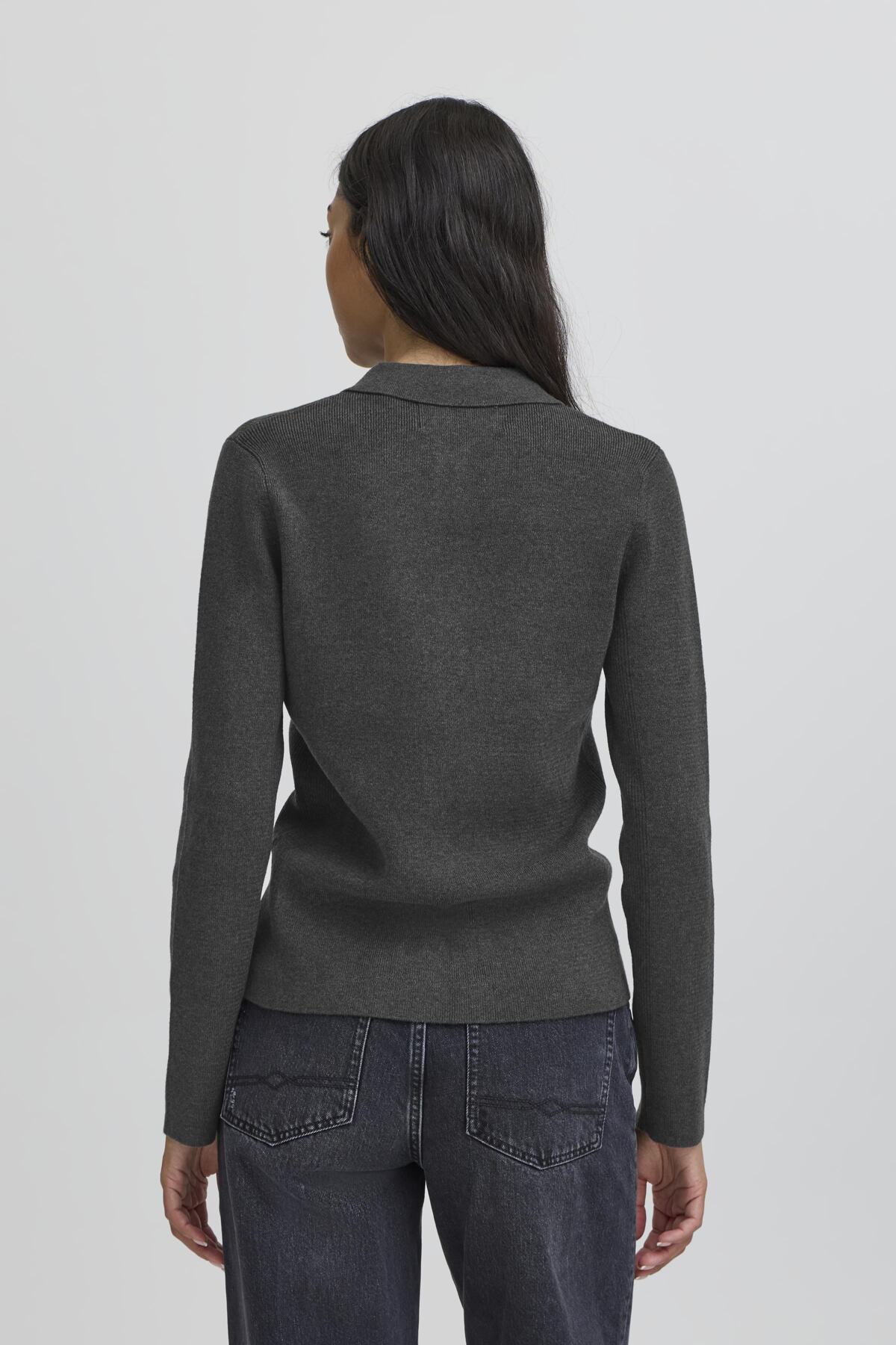 BAMARIETTA KNIT POLO Dark grey melange - 50405347