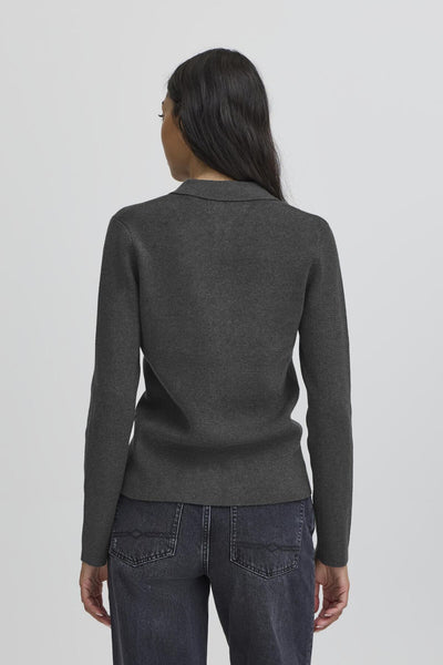 BAMARIETTA KNIT POLO Dark grey melange - 50405347 Thumbnail