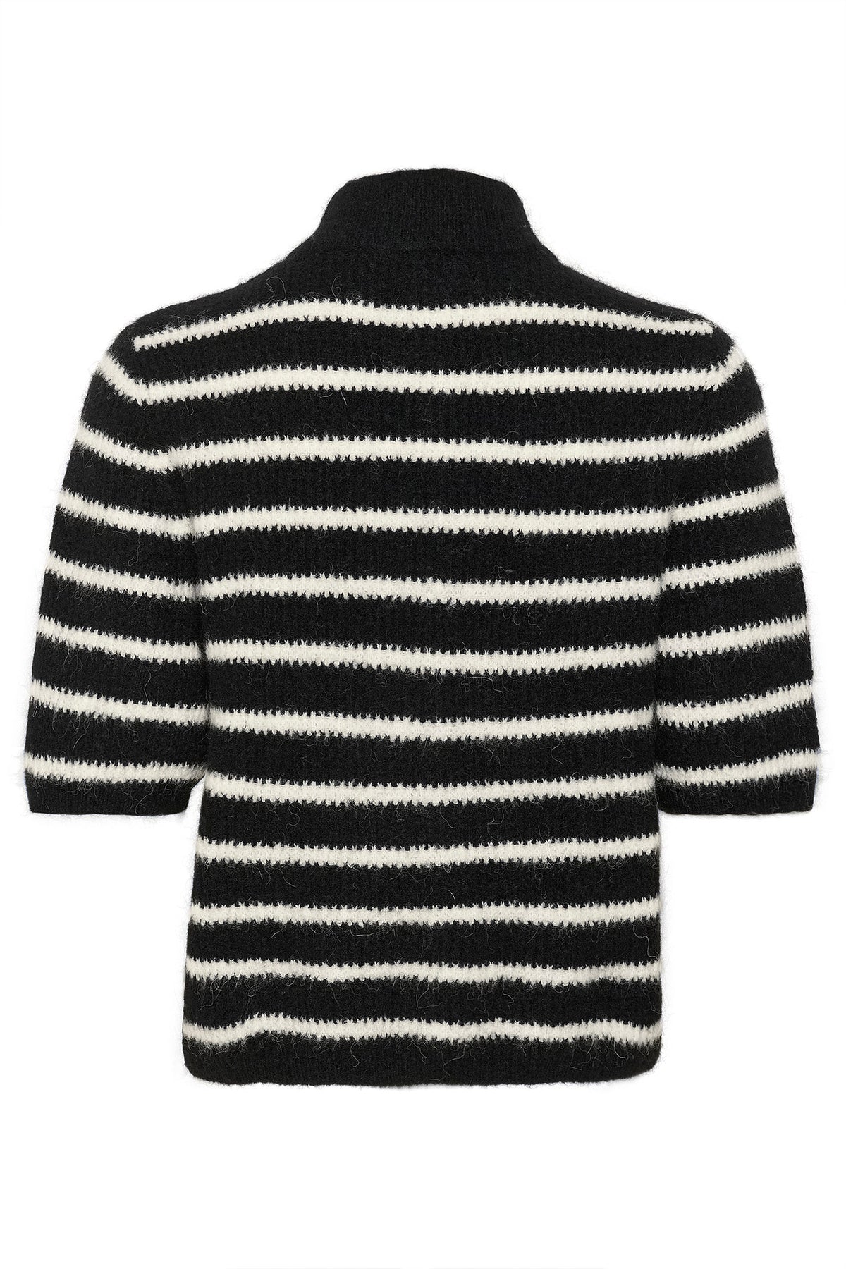 GZalpha SS short cardigan stri Black Ivory Striped - 10910473