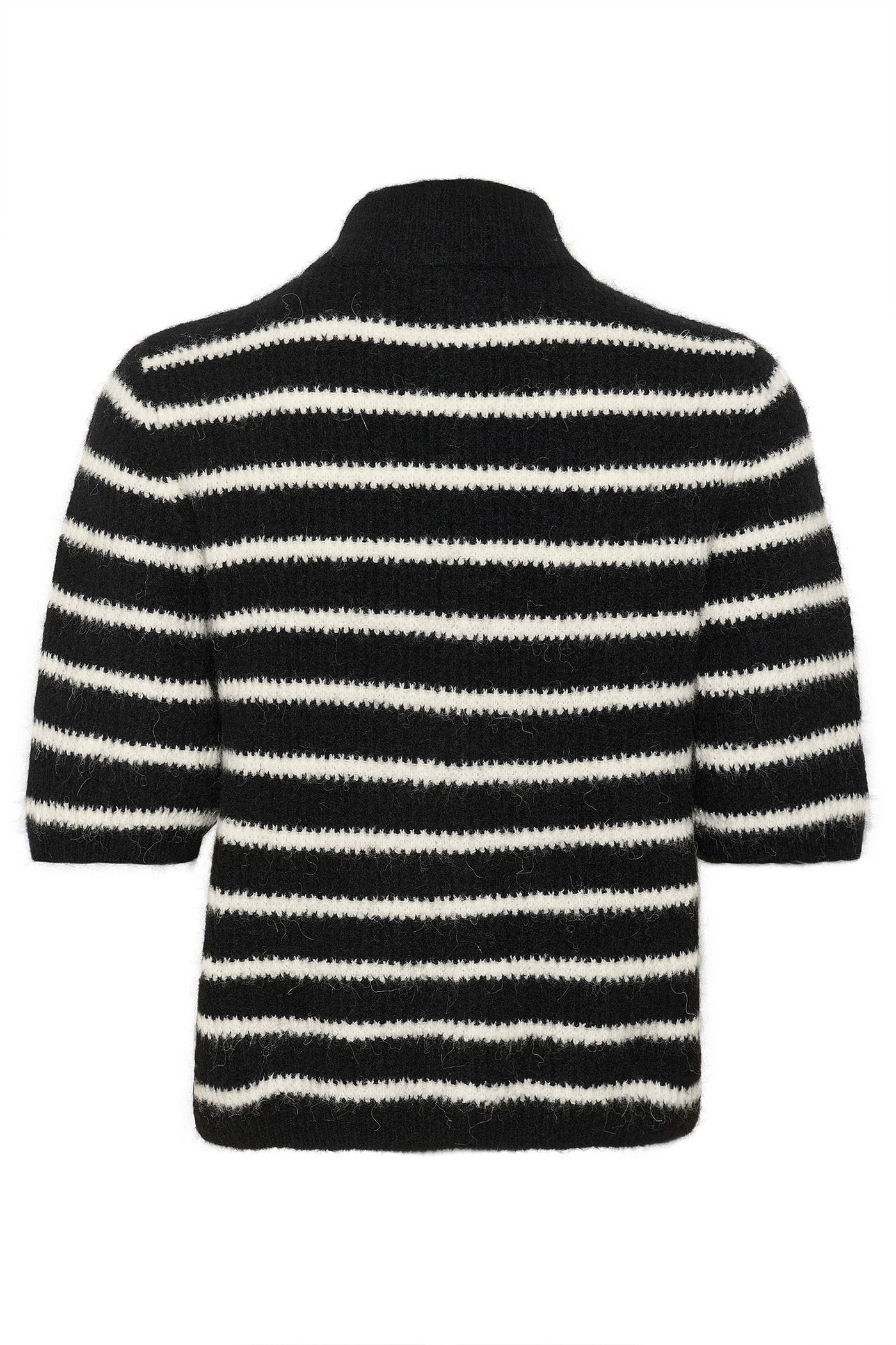 GZalpha SS short cardigan stri Black Ivory Striped - 10910473