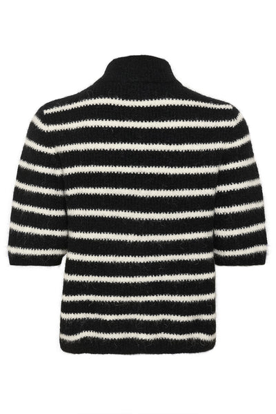 GZalpha SS short cardigan stri Black Ivory Striped - 10910473 Thumbnail