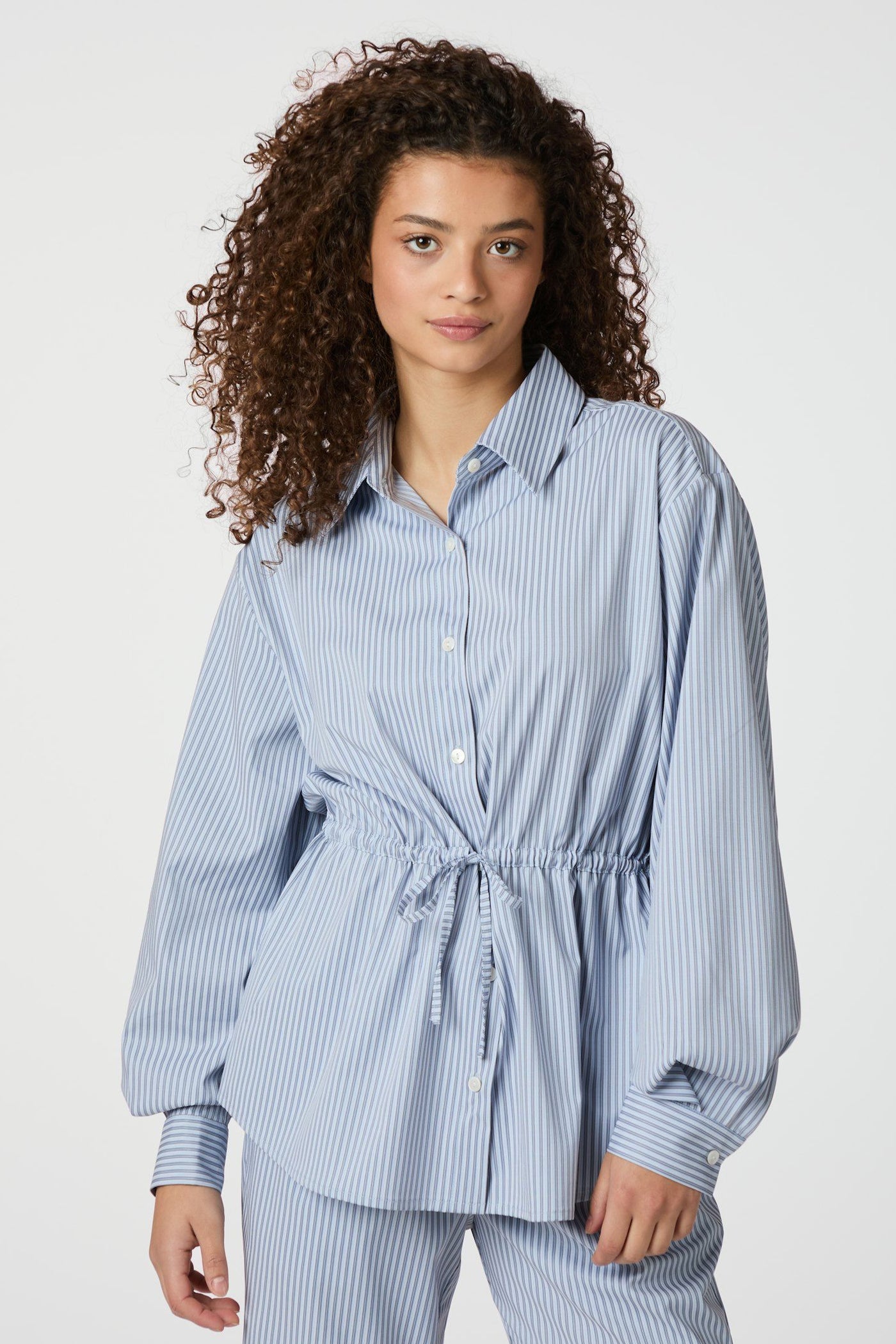SOLEI STRIPED SHIRT 165072 BLU Light Blue - SOLEI STRIPED SHIRT 165072