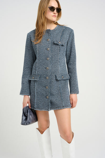 BelmaGZ dress Blue twill structure - 10909732 Thumbnail