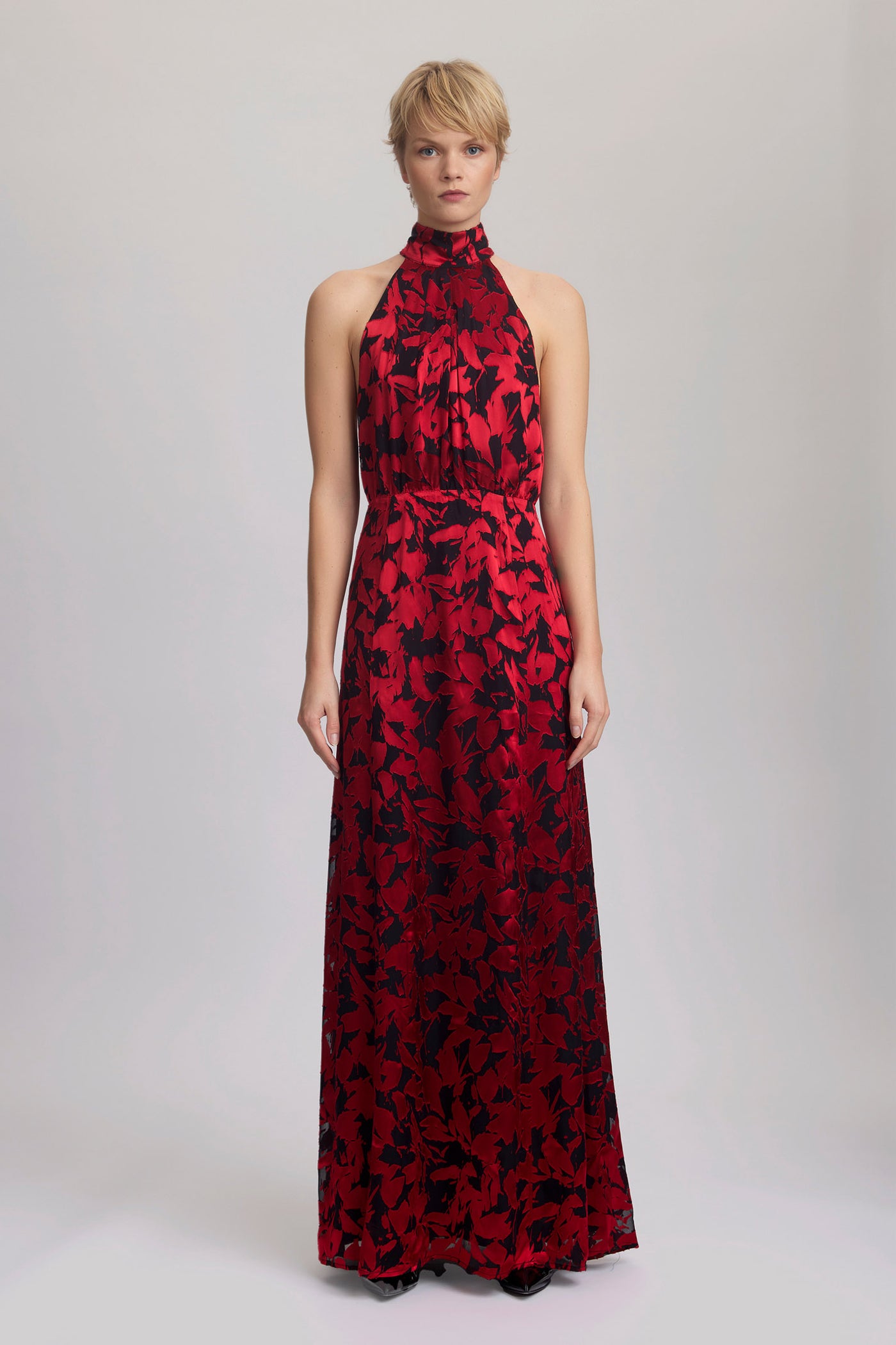 ElvaGZ P silk maxi dress Red leaves - 10909407